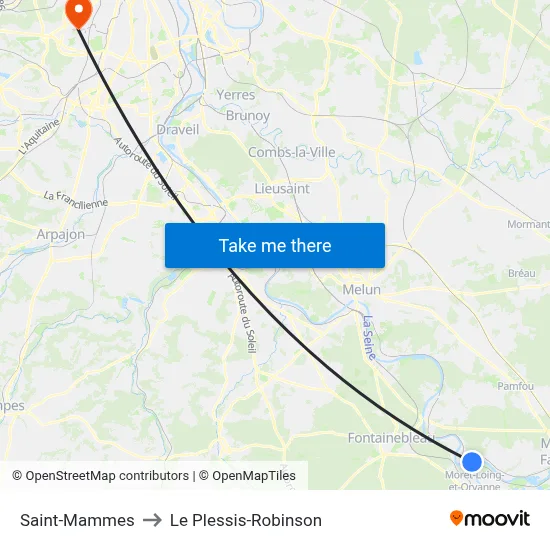 Saint-Mammes to Le Plessis-Robinson map