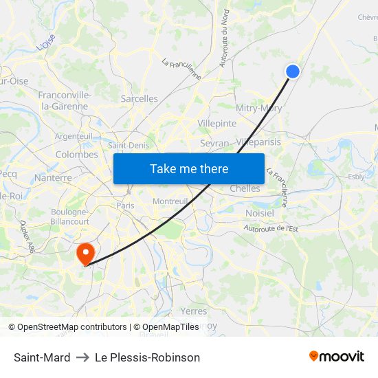 Saint-Mard to Le Plessis-Robinson map