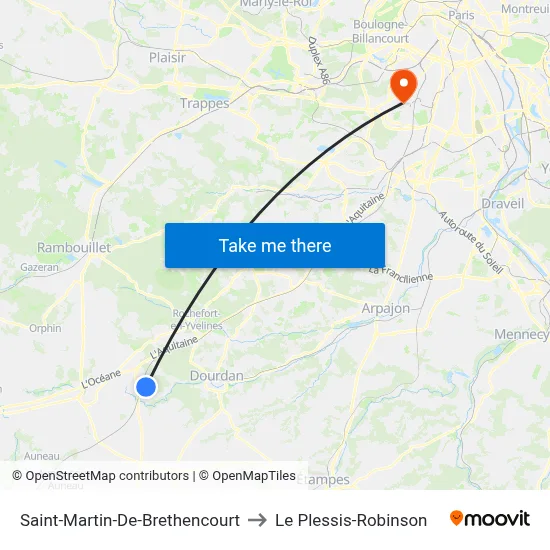 Saint-Martin-De-Brethencourt to Le Plessis-Robinson map