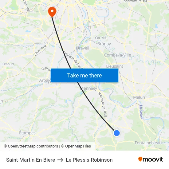 Saint-Martin-En-Biere to Le Plessis-Robinson map