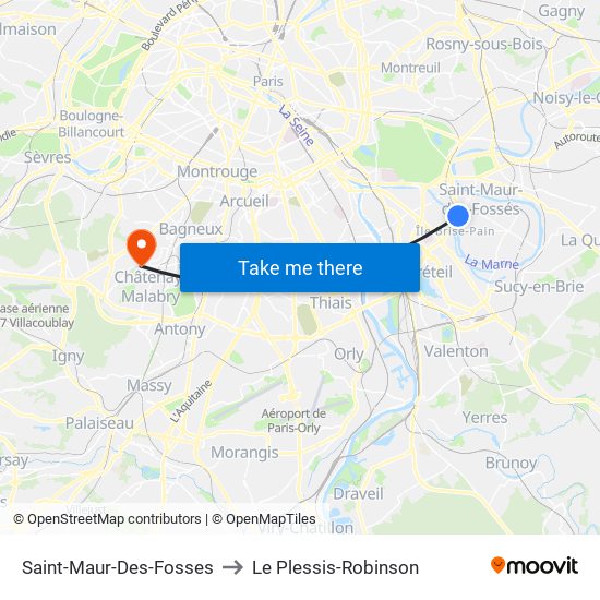 Saint-Maur-Des-Fosses to Le Plessis-Robinson map
