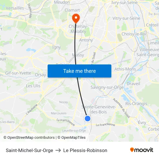 Saint-Michel-Sur-Orge to Le Plessis-Robinson map