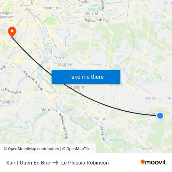 Saint-Ouen-En-Brie to Le Plessis-Robinson map