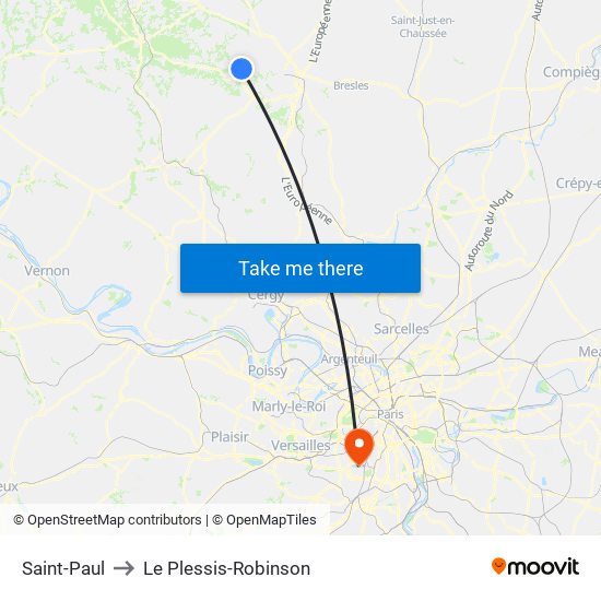 Saint-Paul to Le Plessis-Robinson map