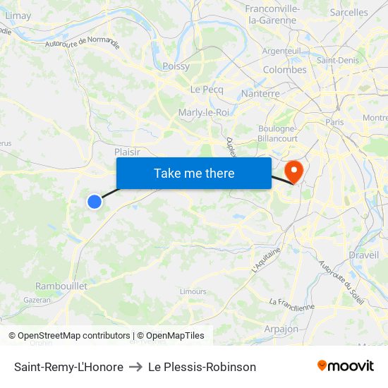 Saint-Remy-L'Honore to Le Plessis-Robinson map