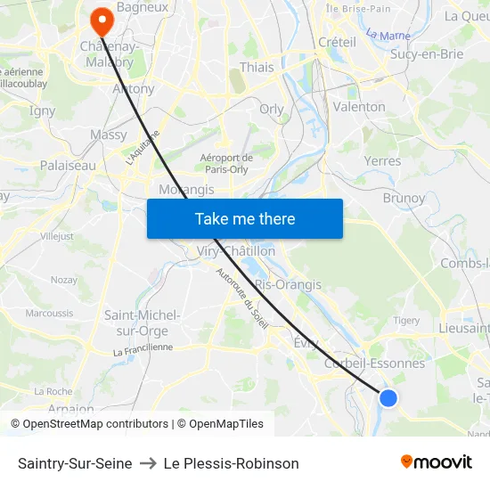 Saintry-Sur-Seine to Le Plessis-Robinson map