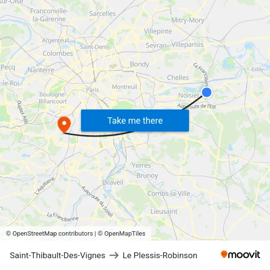 Saint-Thibault-Des-Vignes to Le Plessis-Robinson map