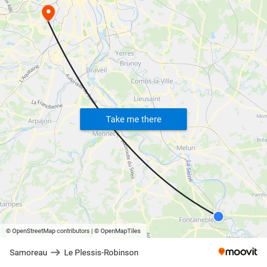 Samoreau to Le Plessis-Robinson map