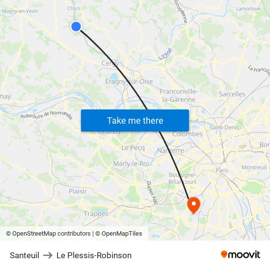 Santeuil to Le Plessis-Robinson map