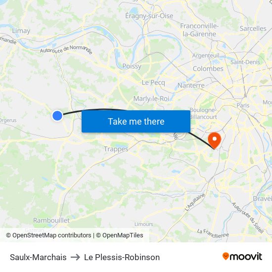 Saulx-Marchais to Le Plessis-Robinson map