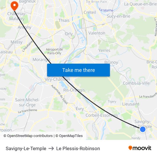 Savigny-Le-Temple to Le Plessis-Robinson map