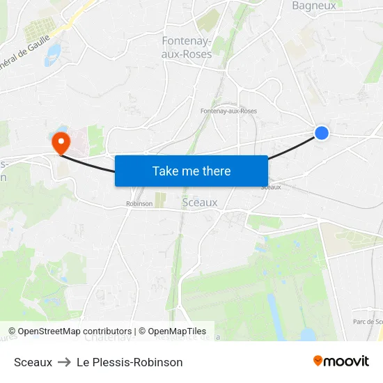 Sceaux to Le Plessis-Robinson map