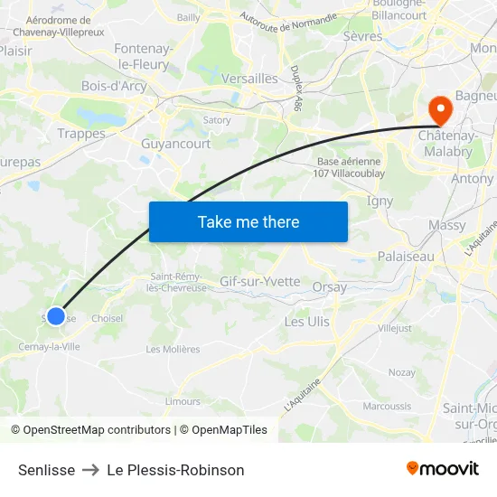 Senlisse to Le Plessis-Robinson map