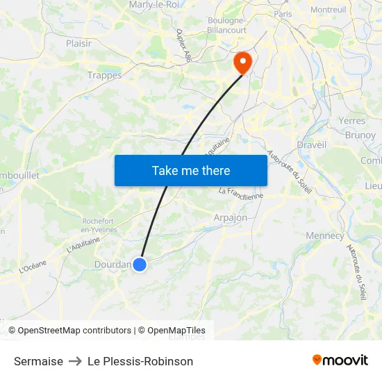 Sermaise to Le Plessis-Robinson map