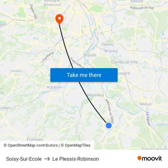 Soisy-Sur-Ecole to Le Plessis-Robinson map