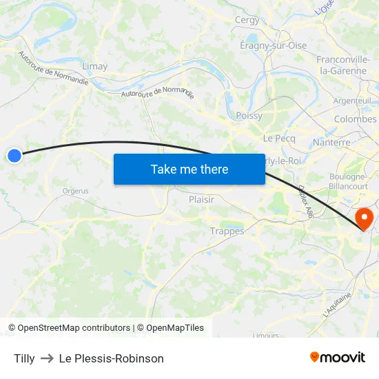 Tilly to Le Plessis-Robinson map