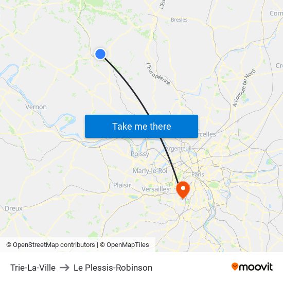 Trie-La-Ville to Le Plessis-Robinson map