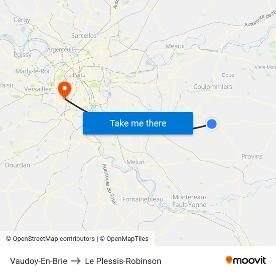 Vaudoy-En-Brie to Le Plessis-Robinson map