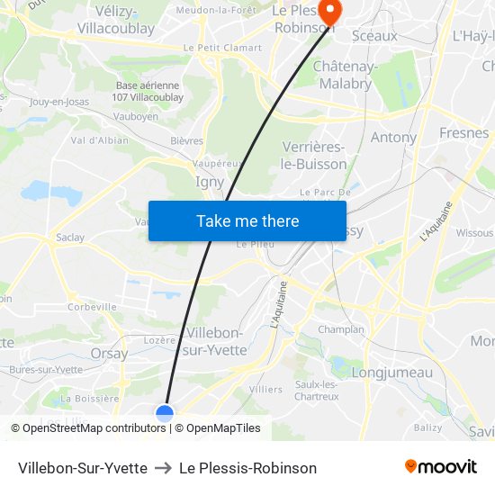 Villebon-Sur-Yvette to Le Plessis-Robinson map
