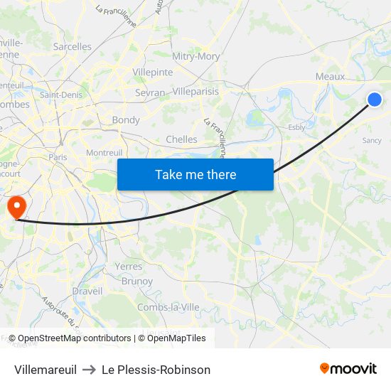 Villemareuil to Le Plessis-Robinson map