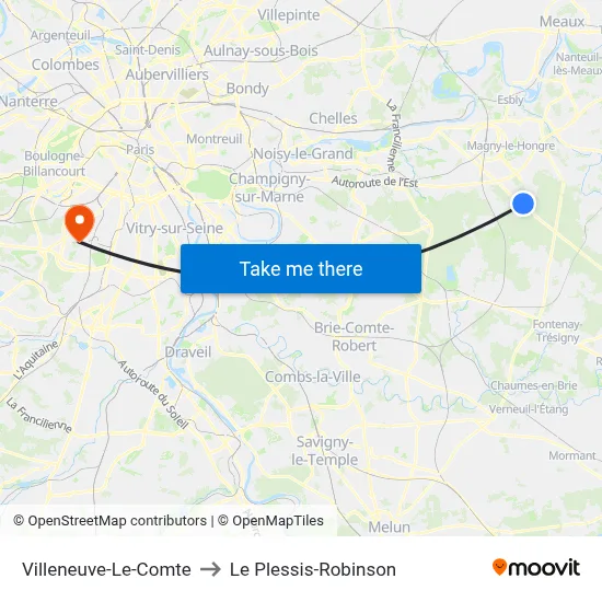 Villeneuve-Le-Comte to Le Plessis-Robinson map