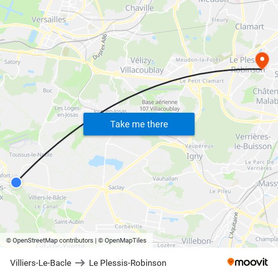 Villiers-Le-Bacle to Le Plessis-Robinson map