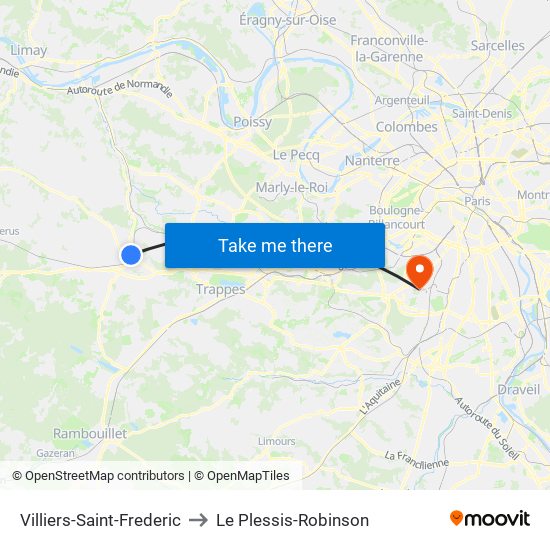 Villiers-Saint-Frederic to Le Plessis-Robinson map