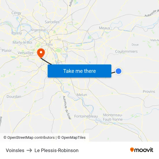 Voinsles to Le Plessis-Robinson map