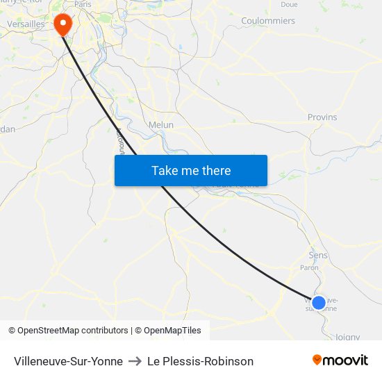 Villeneuve-Sur-Yonne to Le Plessis-Robinson map