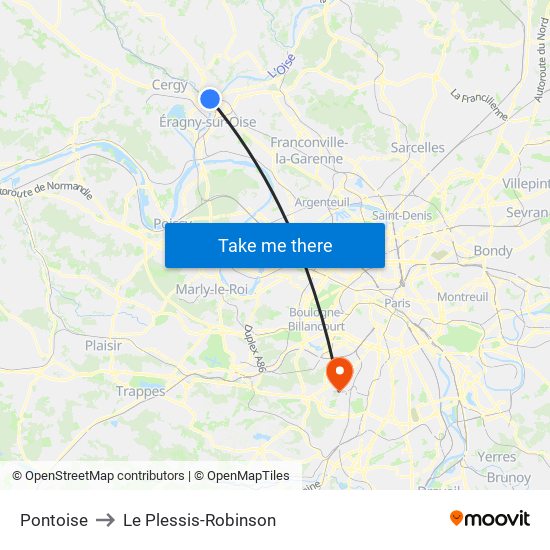 Pontoise to Le Plessis-Robinson map