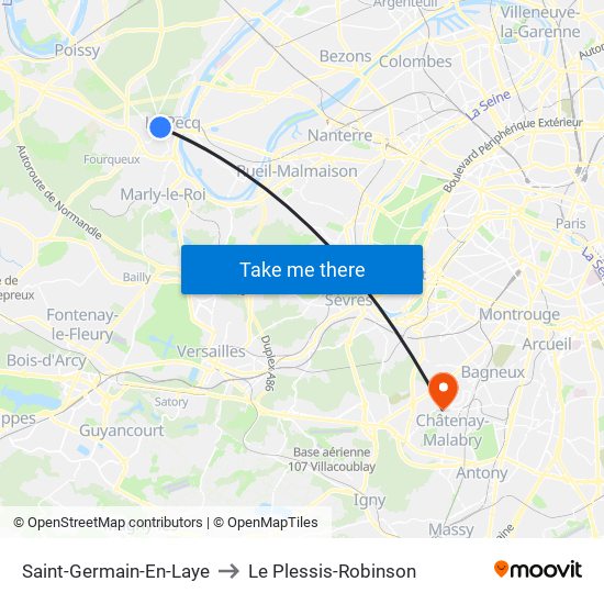 Saint-Germain-En-Laye to Le Plessis-Robinson map