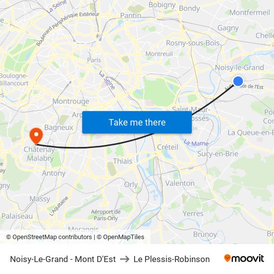 Noisy-Le-Grand - Mont D'Est to Le Plessis-Robinson map