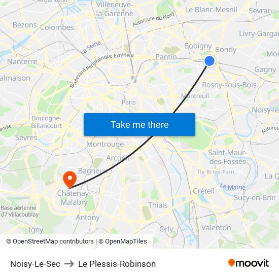 Noisy-Le-Sec to Le Plessis-Robinson map