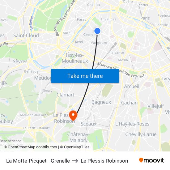 La Motte-Picquet - Grenelle to Le Plessis-Robinson map
