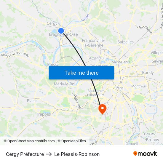 Cergy Préfecture to Le Plessis-Robinson map