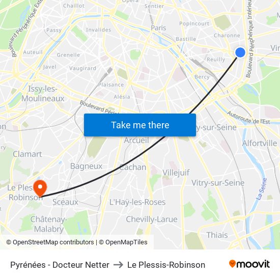 Pyrénées - Docteur Netter to Le Plessis-Robinson map