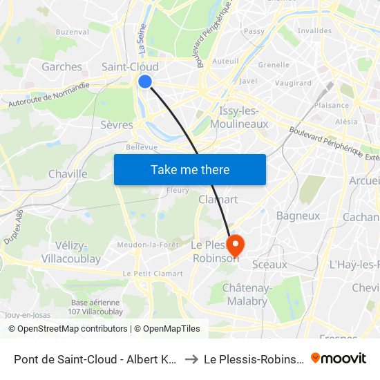 Pont de Saint-Cloud - Albert Kahn to Le Plessis-Robinson map