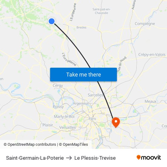 Saint-Germain-La-Poterie to Le Plessis-Trevise map