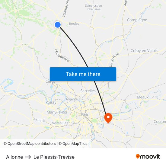 Allonne to Le Plessis-Trevise map