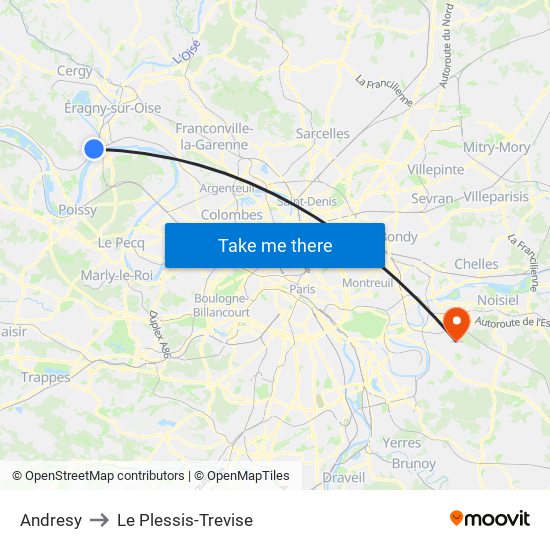 Andresy to Le Plessis-Trevise map