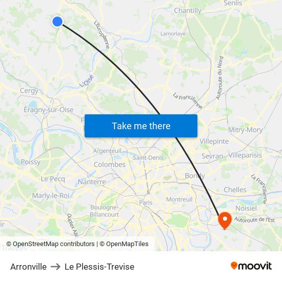 Arronville to Le Plessis-Trevise map