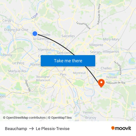 Beauchamp to Le Plessis-Trevise map