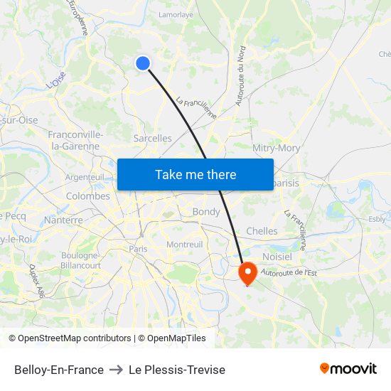 Belloy-En-France to Le Plessis-Trevise map