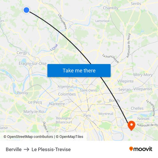 Berville to Le Plessis-Trevise map