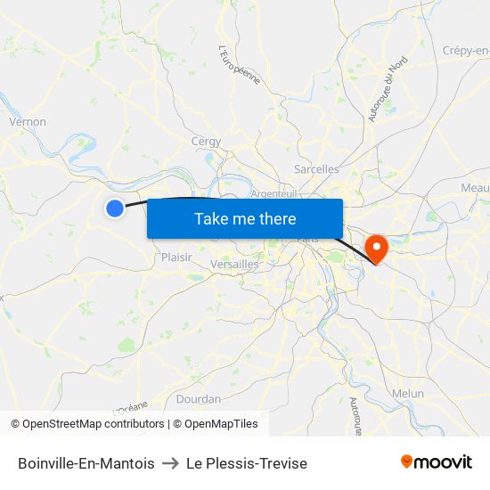 Boinville-En-Mantois to Le Plessis-Trevise map