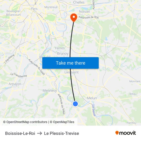 Boissise-Le-Roi to Le Plessis-Trevise map
