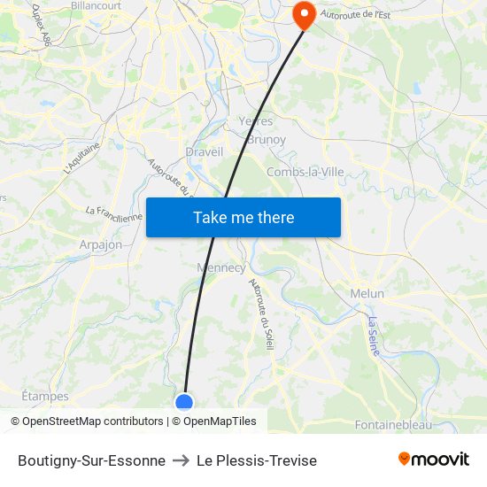 Boutigny-Sur-Essonne to Le Plessis-Trevise map
