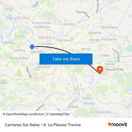Carrieres-Sur-Seine to Le Plessis-Trevise map
