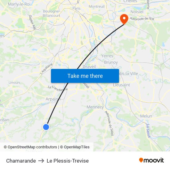 Chamarande to Le Plessis-Trevise map