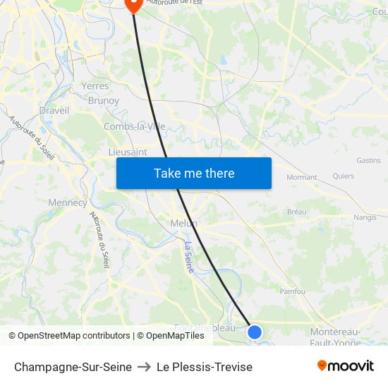 Champagne-Sur-Seine to Le Plessis-Trevise map